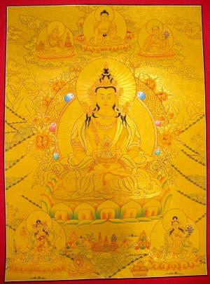 Amitayus Buddha Thangka | Original Hand Painted 24K Gold Style Tibetan Thanka